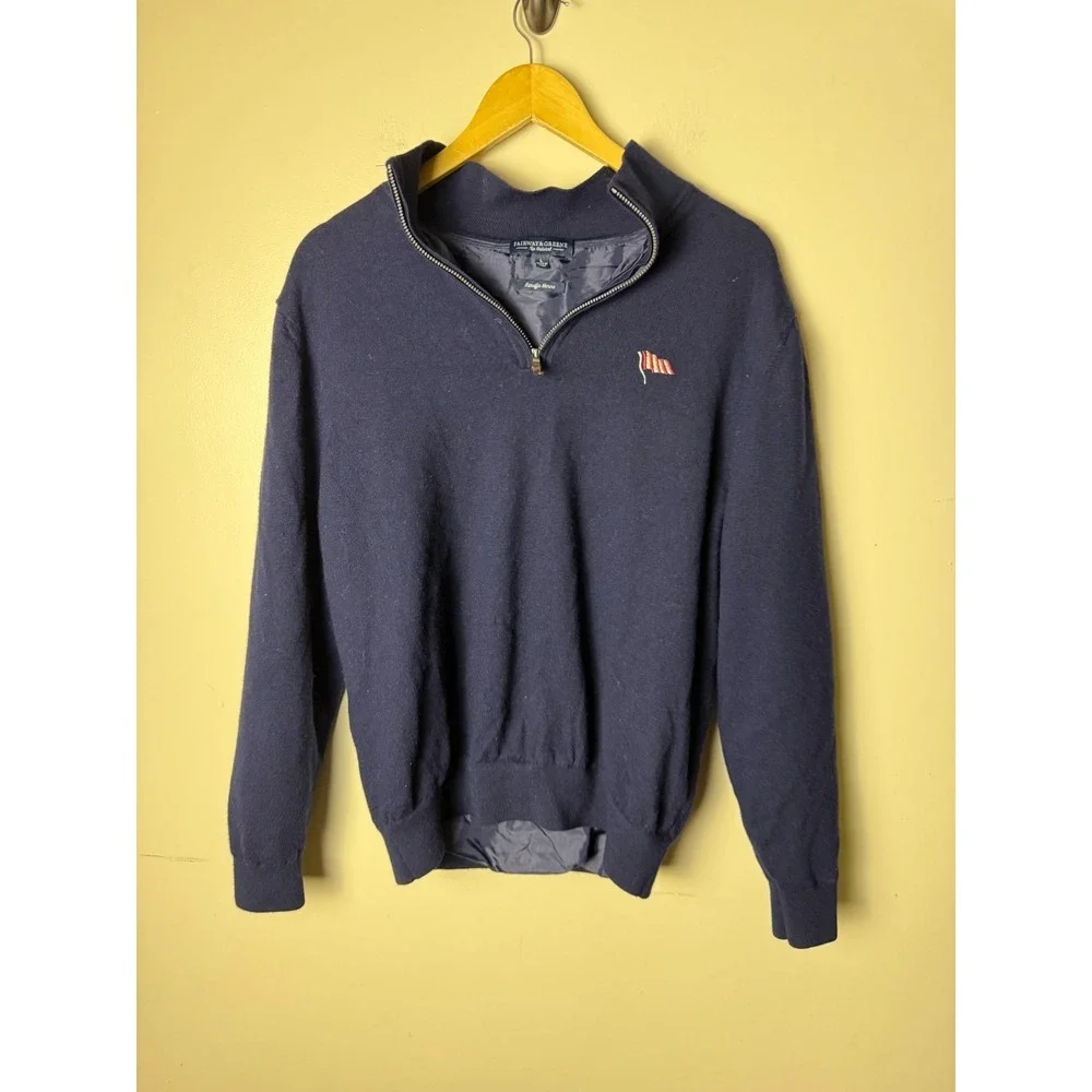 Fairway and Greene 1/4 Zip Golf Pullover Sweater Mens L Blue Golf